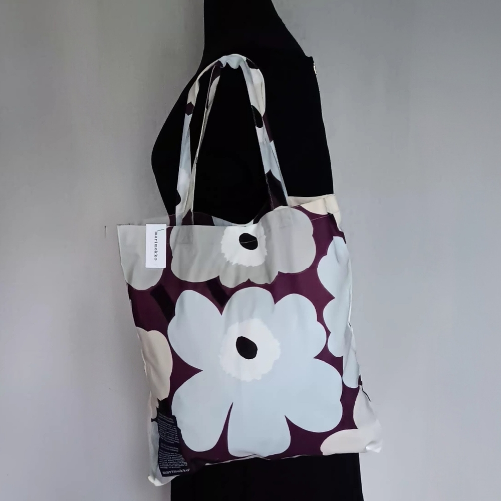 NWT Marimekko Silver Medal "Unikko" Cotton Tote Shopping Bag - Picture 2 of 6